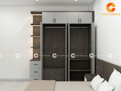 Combo Giường Tủ Phòng Ngủ Tone Gỗ Xám Hiện Đại 1