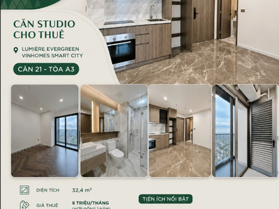 Studio Lumière Evergreen 32,4m , nội thất cơ bản cao cấp. 0