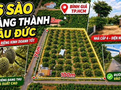 Siêu phẩm nhà vườn sầu riêng 7.6 sào doanh thu khủng có sẵn 3 sổ đỏ 0