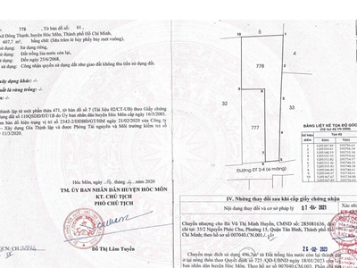 Bán gấp đất thổ cư 607m đông thạnh, hóc môn, sổ đỏ 23 tỷ. lh: 0907983211 2