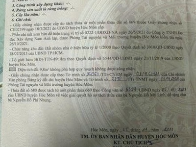 Bán  đất mặt tiền tạ   tân thới nhì, hóc môn- ngay dự án vin 3