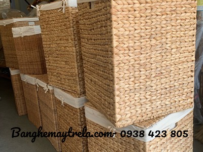Giỏ mây tự nhiên để đồ hình vuông 2