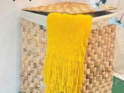 Giỏ mây tự nhiên để đồ hình vuông 5