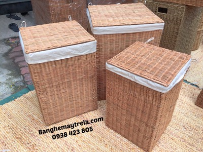 Giỏ mây tự nhiên để đồ hình vuông 6