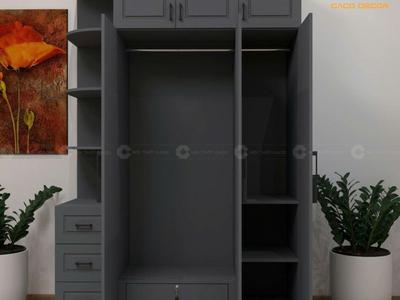 Tủ Quần Áo Gỗ Công Nghiệp Hiện Đại Kết Hợp Kệ Trang Trí 0