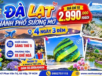 ĐÀ LẠT 4 ngày 3 đêm 2026 SGC 2