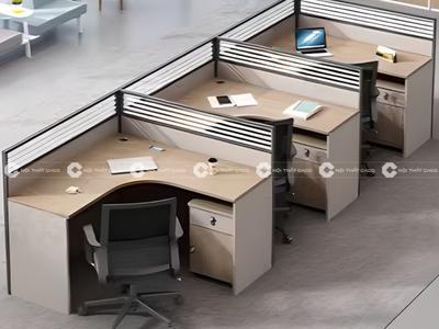 Bàn Làm Việc Nhân Viên Gỗ MDF Có Vách Ngăn Hiện Đại 0
