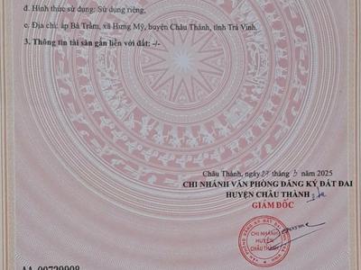 Bán nền đất mặt tiền đường ô tô giá tốt khu vực ấp bà trầm - xã hưng mỹ - h. châu thành - trà vinh 3
