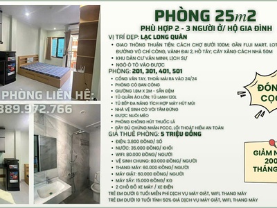 Cho thuê căn hộ studio 25m full nội thất lạc long quân, tây hồ, hà nội 1