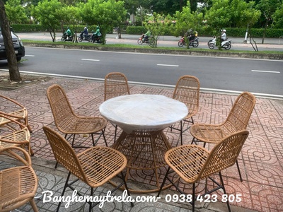 Bàn ghế mây nhựa 2