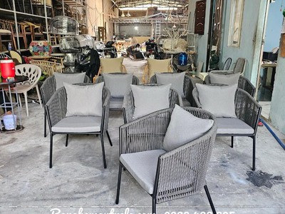 Bàn ghế mây nhựa 5