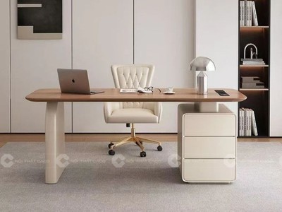 Bàn Giám Đốc Gỗ Tự Nhiên Có Tủ Phụ Hiện Đại Cho Văn Phòng 1