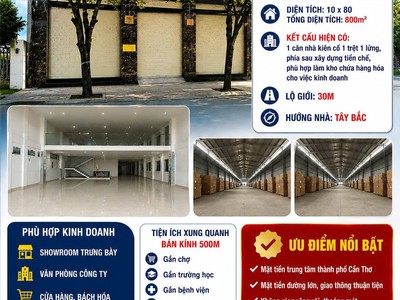 Cho thuê mặt bằng đường 30 tháng 4 - ngang 10m Dài 80M - DT 800m 0