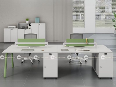 Bàn Làm Việc Nhân Viên Gỗ Công Nghiệp Màu Xanh Hiện Đại 1