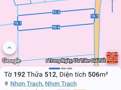 Gửi 500 ace bán phụ lô đất ở phường nhơn trạch, tp đồng nai, hh ace nhận đủ - giá chỉ 12 triệu 1 m2 2
