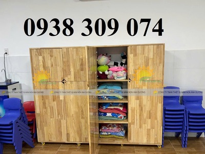 Tủ đựng chăn gối mầm non, tủ đừng mền gối trẻ em mầm non 3