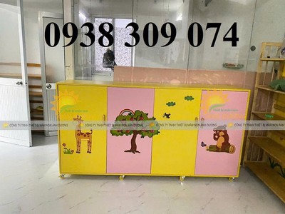 Tủ đựng chăn gối mầm non, tủ đừng mền gối trẻ em mầm non 6