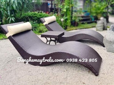 Ghế hồ bơi nhựa giả mây 3