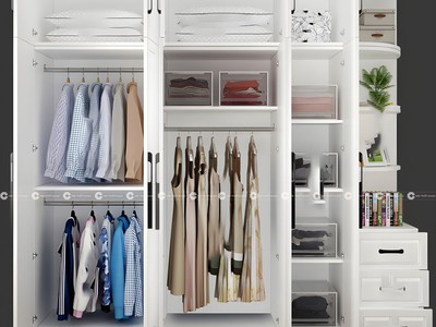 Tủ Quần Áo Gỗ Công Nghiệp MDF Tân Cổ Điển Màu Trắng 1