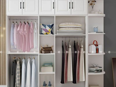 Tủ Quần Áo Gỗ Công Nghiệp MDF Tân Cổ Điển Màu Trắng 0