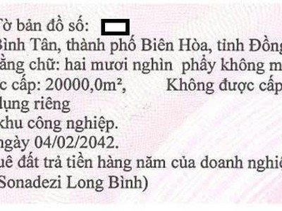Bán nhà xưởng KCN BIÊN HÒA 2, ĐỒNG NAI 20.000m 4