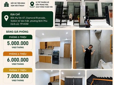 Cho thuê phòng mini cao cấp trong biệt thự diamond riverside không gian sống yên tĩnh, đầy đủ 0
