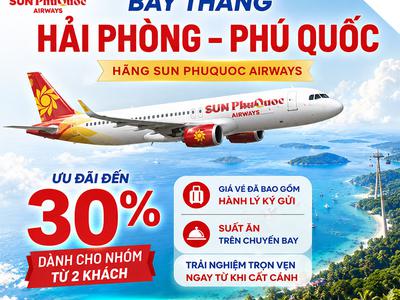 Ưu đãi nhóm 2 khách: Bay Hải Phòng   Phú Quốc tiết kiệm đến 30 0