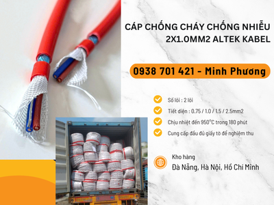 Báo giá cáp chống cháy chống nhiễu 2x1.0mm2 mới nhất Đà Nẵng, Quy Nhơn, Tuy Hòa 1