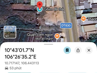 Bán đất mặt tiền đường tl830, xã lương hoà, tỉnh tây ninh, dt 460,5m2, giá đầu tư 4