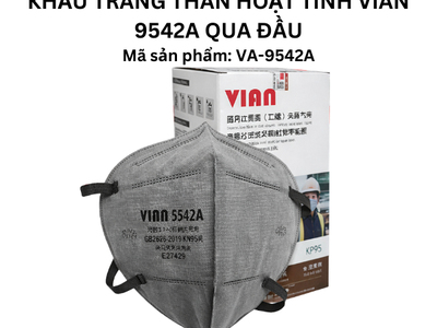 Khẩu trang than hoạt tính VIAN 9542A qua đầu Lá chắn hô hấp, bảo vệ 0