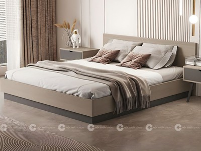 Mẫu Giường Ngủ Bệt Gỗ MDF Tích Hợp 2 Tab Đầu Giường 0
