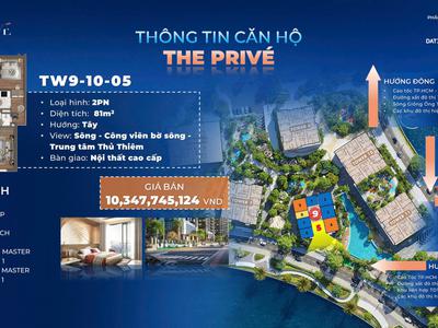 Bán căn hộ 2 pn dự án the prive trung tâm quận 2 view ba mặt giáp sông. chỉ 10 ký hợp đồng mua bán 0