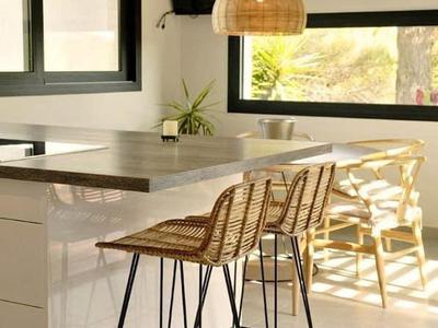Ghế bar nhựa giả mây chân sắt 0
