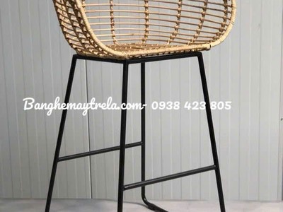 Ghế bar nhựa giả mây chân sắt 1