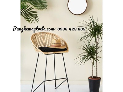 Ghế bar nhựa giả mây chân sắt 2