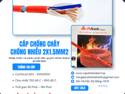 Dây cáp chống cháy chống nhiễu 2x1.5 Altek Kabel sẵn Long An, An Giang, Đồng Tháp 0