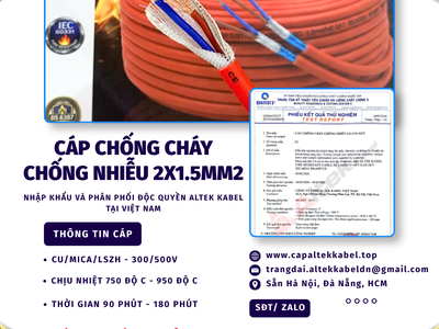 Dây cáp chống cháy chống nhiễu 2x1.5 Altek Kabel sẵn Long An, An Giang, Đồng Tháp 1