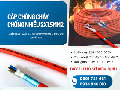 Dây cáp chống cháy chống nhiễu 2x1.5 Altek Kabel sẵn Long An, An Giang, Đồng Tháp 2