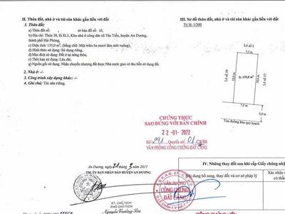 Bán đất Khu chung Nhà máy nước Tân Tiến, An Dương - 2 lô liền - 135m2 - có bán lẻ 1