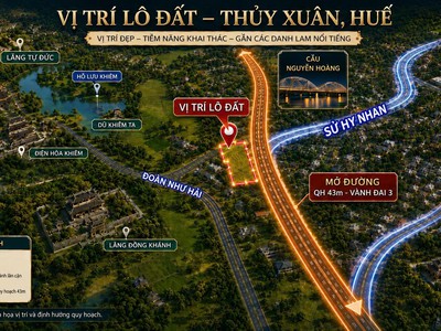 Bán quỹ đất 900m thủy xuân, mặt tiền sư hy nhan - lê ngô cát - đường qh 43m, giá 22,5 tỷ 1