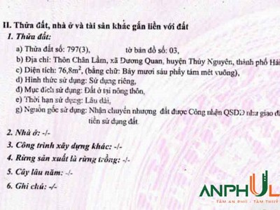 Chào bán lô đất đẹp tại phường Thủy Nguyên, TP Hải Phòng 1