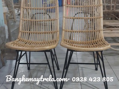 Ghế mây cafe chân sắt 1