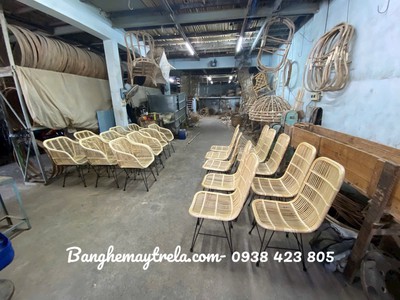 Ghế mây cafe chân sắt 5