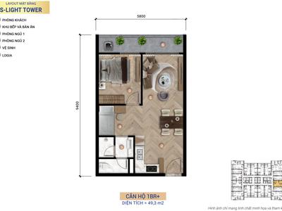 S-LIGHT TOWER Duy Nhất Căn 1PN Giá Tốt Nhất Quỹ Hàng 0