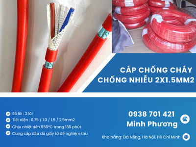 Cáp chống cháy chống nhiễu 2x1.5mm2 chính hãng Đà Nẵng, Hà Nội, Quảng Ngãi 1