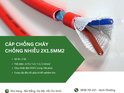 Cáp chống cháy chống nhiễu 2x1.5mm2 chính hãng Đà Nẵng, Hà Nội, Quảng Ngãi 2
