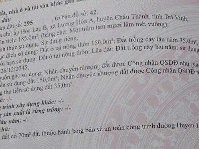 Chính chủ cần bán đất thổ cư có vị trí đẹp tại xã lương hòa a - h. châu thành - tỉnh trà vinh 3