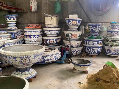 Chậu khảm miểng chén , cẩn sành sứ thủ công mỹ nghệ 10
