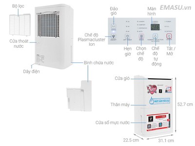 Máy hút ẩm Sharp DW-D12A-W 3
