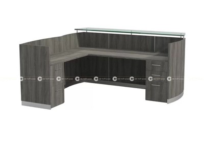 Quầy Lễ Tân Mặt Kính Vân Gỗ Xám Hiện Đại 1